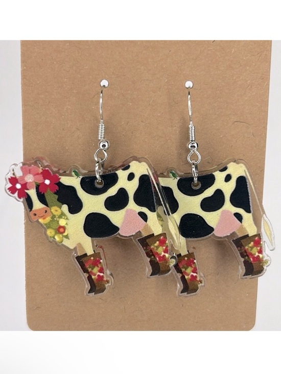Fashion Jewelry Jewelry - Cute Colorful Cow Dangle 2D Acrylic Earrings  Fashion Jewelry